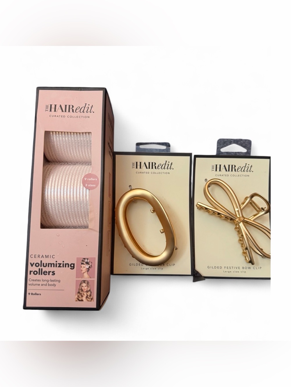HAIRedit Curated Collection Ceramic Volumizing Rollers and Gilded Claw Clips